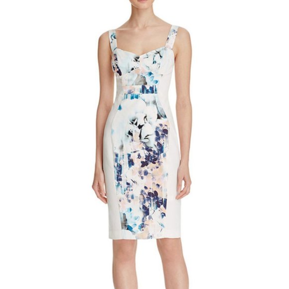 Black Halo Dresses & Skirts - Black Halo Floral Color Block Sadie Dress Abstract Floral Print